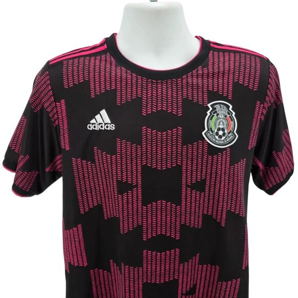 ADIDAS Mens Medium Jersey Soccer Mexico 2021 Home Stadium Jersey Pink Black #15 - Picture 2 of 10